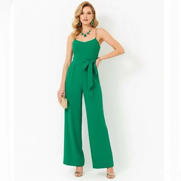 Lilly Pulitzer Zemira Women’s Sleeveless Jumpsuit Fiddle Leaf Green Size 10 - Picture 4 of 17